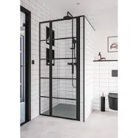 Saqu Miralo industriële draaideur voor nis incl. antikalk 120x200cm mat zwart