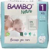 Bambo Nature Bambo Luiers Maat 1 XS - 2 tot 4 kg - 6 x 22 Stuks - Voordeelverpakking