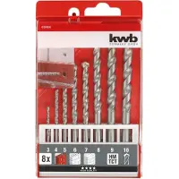 Kwb 39800 Veredeld staal Steen-spiraalboorset 8-delig 3 mm, 4 mm, 5 mm, 6 mm, 7 mm, 8 mm, 9 mm, 10 mm Cilinderschacht 8 stuk(s)