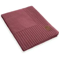 Knit Factory Uni Gebreid Plaid - Woondeken - plaid - Wollen deken - Kleed - Stone Red - 160x130 cm