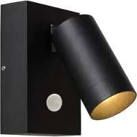 Lucide TAYLOR - Wandspot / Wandlamp Binnen/Buiten - 1xGU10 - IP54 - Bewegingssensor - Zwart