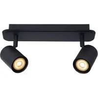 Lucide LENNERT - Plafondspot Badkamer - LED Dimb. - GU10 - 2x5W 3000K - IP44 - Zwart