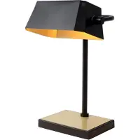 Lucide Bureaulamp Lance - Zwart Mat Goud - E27 - Touchdimbaar
