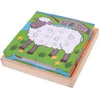Bigjigs Houten Blokpuzzel Boerderijdieren Afmeting artikel: 18 x 18 x 4 cm