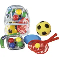 Androni Camping Sportset in Tas - Boemerang, een frisbee, een tennisset (2 rackets ø 21 cm met bal) en een zachte bal