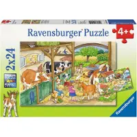 Ravensburger Vrolijk boerderijleven - Kinderpuzzel 2 x 24 stukjes - Vanaf 4+