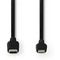 Nedis USB C naar Lightning kabel | 2 meter (Zwart)