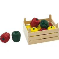 Goki Speelgoedkeuken - Groentenkistje Met Paprikas - 14,1X10,1X7,3Cm - 10 Delen - Hout