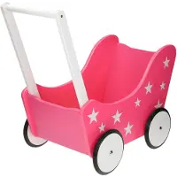 Blokker Houten Poppenwagen Met Sterren, Roze
