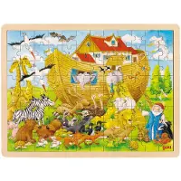 Goki Puzzel - Ark Van Noah - 96 Stukjes - 40X30X0,8Cm - Hout - 3 Jaar