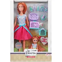 Toi-Toys Tienerpop Met Kind En Hond Meisjes Rubber Roze