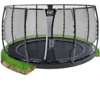 Exit Dynamic groundlevel trampoline ø427cm met veiligheidsnet - zwart