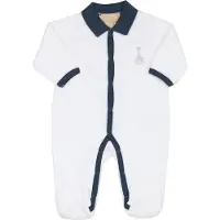 Sophie de Giraf boxpakje velours baby rib wit met blauw kraagje 3 Maanden - 60cm