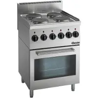 Bartscher Fornuis elektrisch Bartscher, 4 pits met elektrische oven, 60(b)x90(h)x60(d)cm, 400V/10,2kW, multifunctioneel