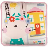 Lemon Ribbon kussen junior 35 x 35 cm polyester wit/groen
