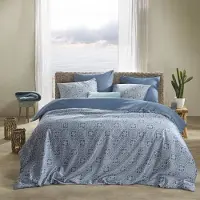 De Witte Lietaer Dekbedovertrek Henna Blue Horizon Satijn-260 x 200 / 220 / 240 cm | Extra Breed