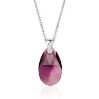 Montebello Ketting Jan DZ573H - Swarovski Druppel - 925 Zilver Gerhod. - 16mm - 50cm