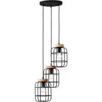 Brilliant 99255/66 Gwen Pendel Antiek Hout/Zwart Korund - 3 x E27