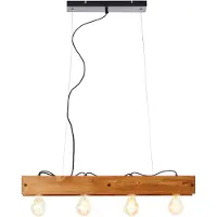 Brilliant Hanglamp Calandra 4 Lichts Zwart Met Houtbruin