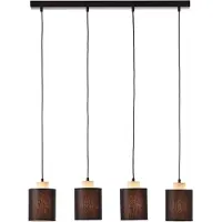 Brilliant 4 Lichts Hanglamp Vonnie Zwart Met Hout