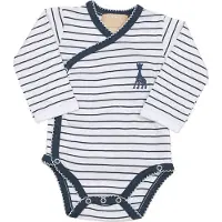 Sophie de Giraf - romper - wit - met blauwe streep - met sierrandje - 0 Maand - 50cm