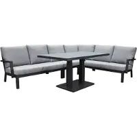 AVH-Collectie New York hoek dining loungeset 5 delig verstelbare tafel 140x85 cm antraciet aluminium