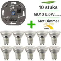 Lybardo 10 Pack LED GU10 Lybardo 5.5W DimTone 2700K - 2200K + Lybardo ITEC 3-175W LED Dimmer