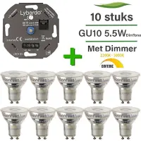 Lybardo 10 Pack LED GU10 Lybardo 5.5W DimTone 3000K - 2200K + Lybardo ITEC 3-175W LED Dimmer