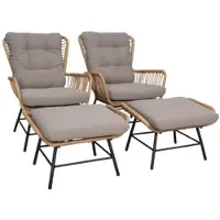 BUITEN living Dex lounge balkonset 2 personen | wicker + aluminium | bamboe Taupe | 4-delig