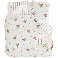 Walra Dekbedovertrek Red Roses Off White Renforcé-240 x 200 / 220 cm | Lits-Jumeaux