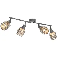 QAZQA Design plafondlamp zwart met goud 4-lichts langwerpig - Noud