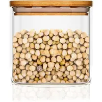 Klarstein Vierkante pot met bamboe deksel luchtdicht met siliconen ring 10x10x10 cm 700 ml