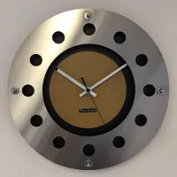 A&M WANDKLOK MECANICA FULL BLACK WITH YELLOW COLOR SMALL INNER CIRCLE WHITE BLACK POINTER MODERN DUTCH DESIGN HANDGEMAAKT 40 cm
