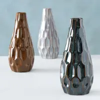Boltze - Vaas - Fles - 3 set - bruin - grijs - Aardewerk - 23cm - Ø 9cm