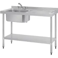 Vogue Spoeltafel Enkele Spoelbak Afdruiprek Rechts - DY820 - Horeca & Professioneel