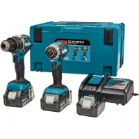 Makita DLX2180TJ1 18V Li-Ion Accu Klop-/schroefmachine (DHP484) & Slagschroevendraaier (DTD153) Combiset (3x 5,0Ah Accu) In Mbox - Koolborstelloos