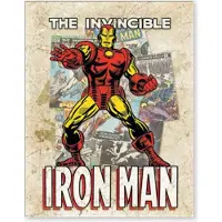 The Retro Family Iron Man The Invincible. Metalen wandbord 31,5 x 40,5 cm.
