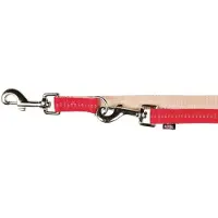Trixie Softline Elegance (3-voudig) Verstelbare Hondenriem / Hondenlijn - 11554 - Dubbel Nylon - Lengte: 200 cm - Breedte: 20 mm - Rood / Beige