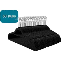 Bobbel Home - 50 Anti-slip kleerhangers - Ultra-dunne Kledinghangers met Fluweel - Kapstokken met Broeklat of Roklat - Klerenhanger - Klerenhangers- Zwart