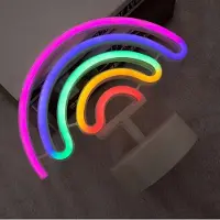 Groenovatie LED Neon Tafellamp "Regenboog" - Op Batterijen en USB - 22x16x1cm - RGB