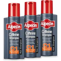 Alpecin Cafeïne Shampoo C1 3x 250ml | Voorkomt en Vermindert Haaruitval | Natuurlijke Haargroei Shampoo voor Mannen