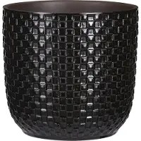 Mica Decorations Plantenpot/bloempot Keramiek Zwart Stijlvol Patroon - D19 En H17.5 Cm - Plantenpotten