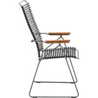 Houe CLICK Eetstoel met verstelbare rugleuning/bamboe armleuning stalen frame 2 stuks