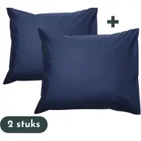 Slaaptextiel Kussenslopen - Hotelkwaliteit - Set van 2 Stuks - Navy/Blauw - 60x70cm - 100% Katoen - Hotelsluiting
