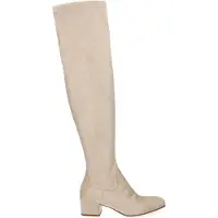 Manfield Beige suèdine overknee laarzen | Maat 40