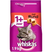 Whiskas 1x Brokjes Adult Rund - kattenvoer - 1,9 kg