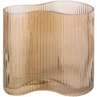 Present Time Vaas Allure Wave handgemaakt | Present Time glas bruin 12x18 cm vazen | NADUVI