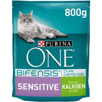 Purina One 2x - Sensitive Kalkoen en Rijst - 800g