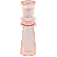 Ptmd collection PTMD Linty Ronde Kandelaar - H15,5 x Ø5 cm - Glas - Roze
