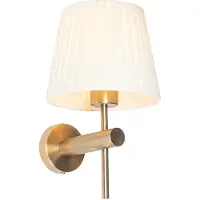 QAZQA Moderne wandlamp brons met witte kap - Pluk